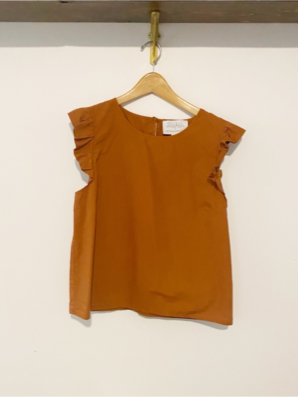 Anthropologie Ruffle Sleeve Women's Top in Rust